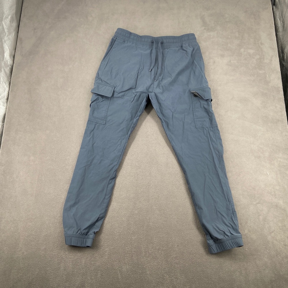Kenneth Cole New York Mens Stretch Cargo Jogger Pants Blue Size Large Drawstring